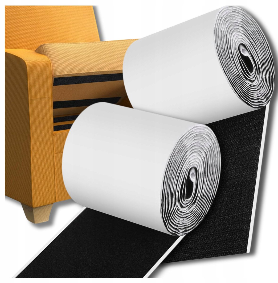 Zelfklevende Klittenband Tape 50mm Zwart - 5m Set Haak & Lus