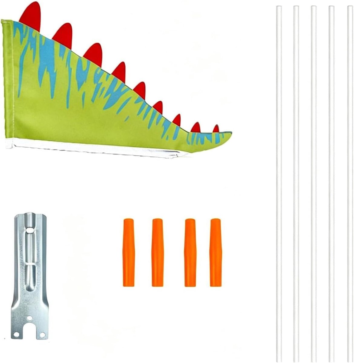 Fietsvlag dinosaurus 166 cm - verstelbaar - driehoekig - verhoogt de veiligheid - ShopVlot