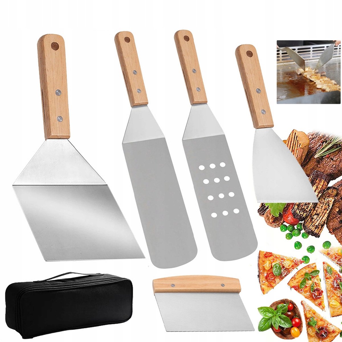 Grill Gereedschap Set RVS 5 Delig - Professionele BBQ Accessoires