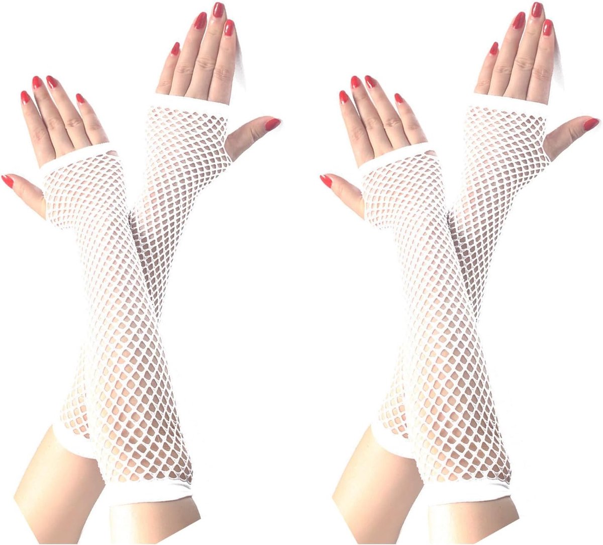 Visnet handschoenen vingerloos - lange elastische mesh gloves - 1920s stijl - perfect voor feesten - SnelShoppen