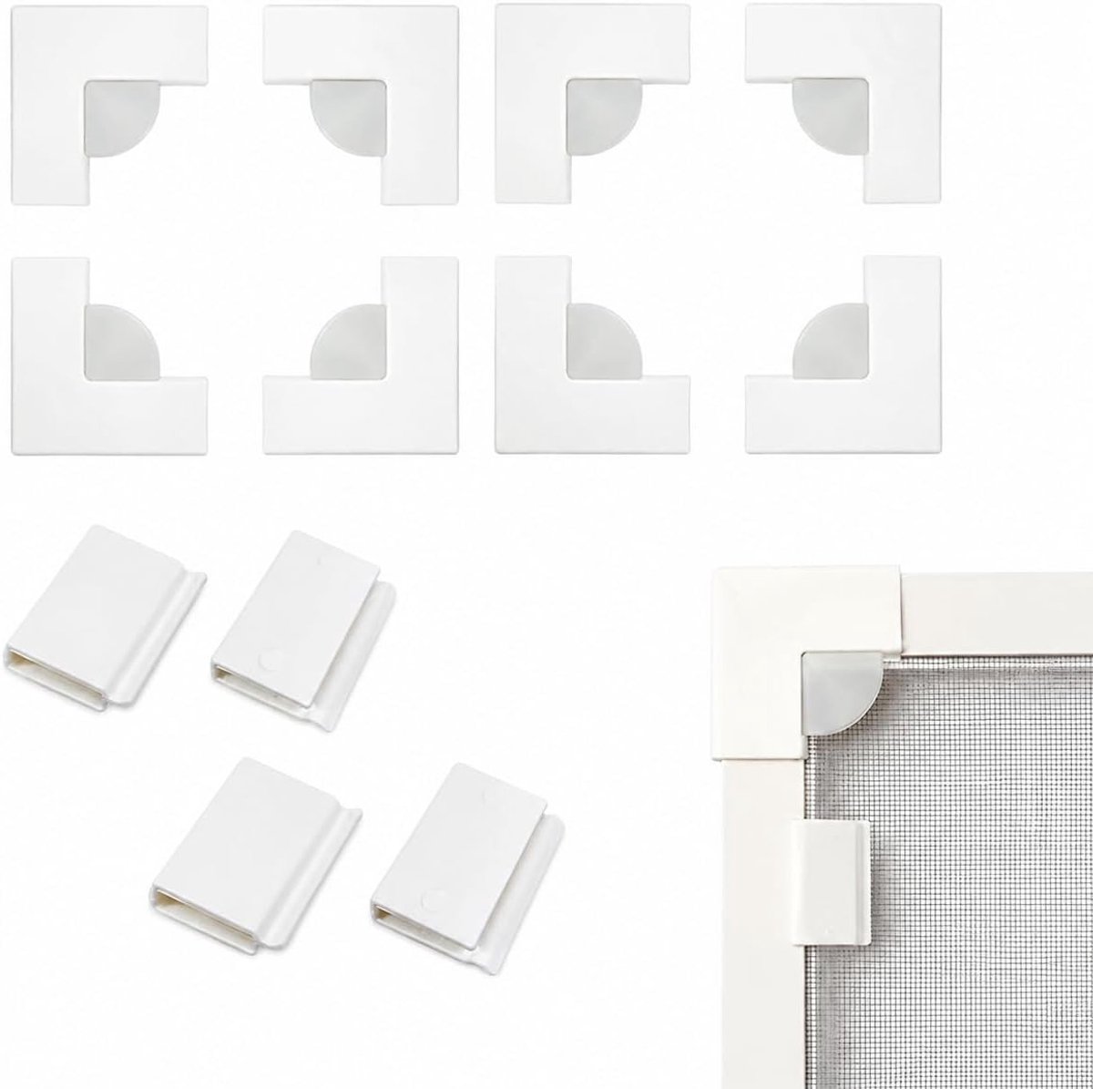 Set magneten voor vliegengordijn - 12-delige bevestigingsset - witte acryl montageclips - eenvoudig te bevestigen - SnelShoppen