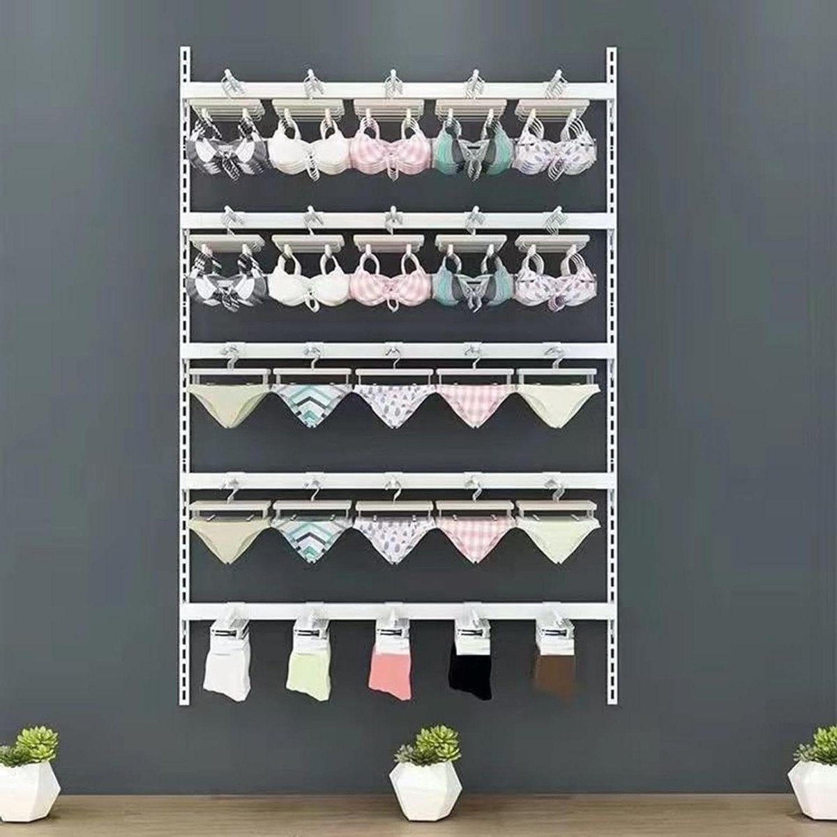 Lingerie Display Stand - Ondergoed Plank - Winkelpresentatie - Muurbevestiging - 150cm Hoogte - Goud