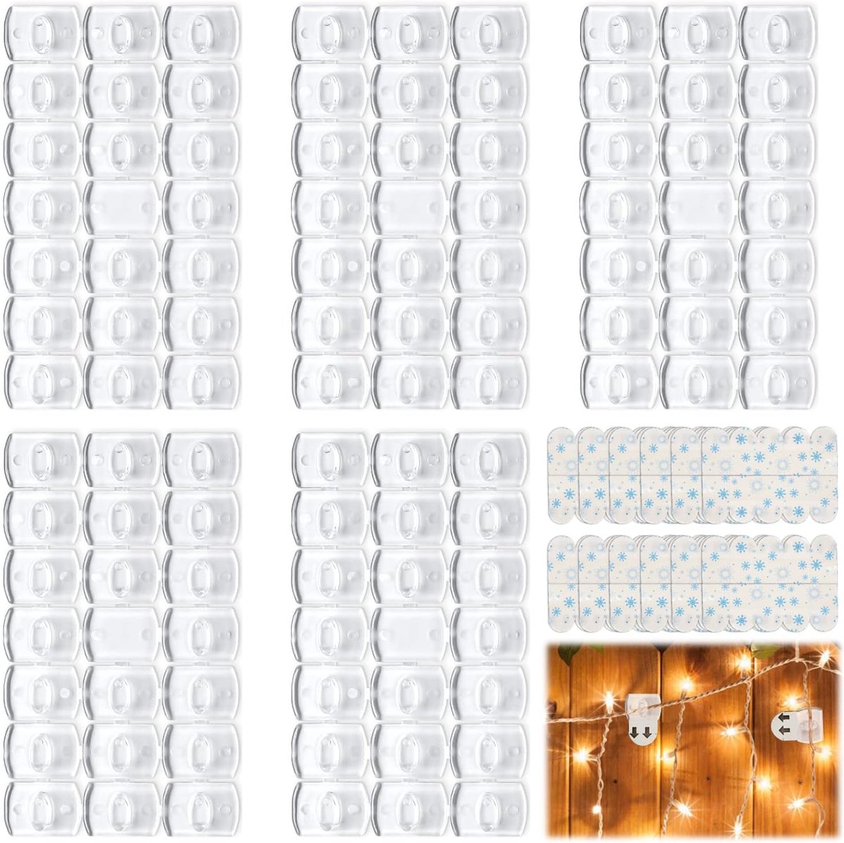 Mini lichtclips - transparant - 100 clips + 120 adhesive strips - eenvoudig te bevestigen zonder boren - SnelShoppen