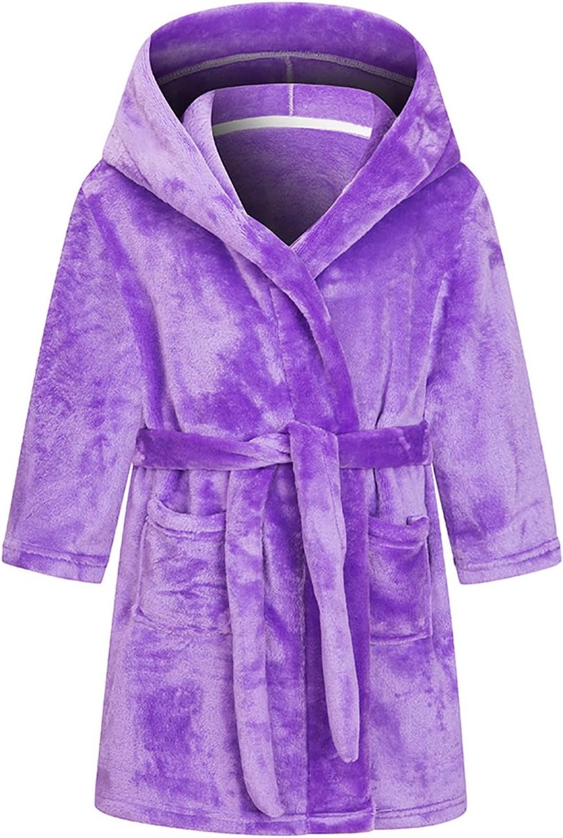 Meisjesbadjas voor kinderen - Effen kleur - Flanel fleece - Ideaal voor na het bad - SnelShoppen