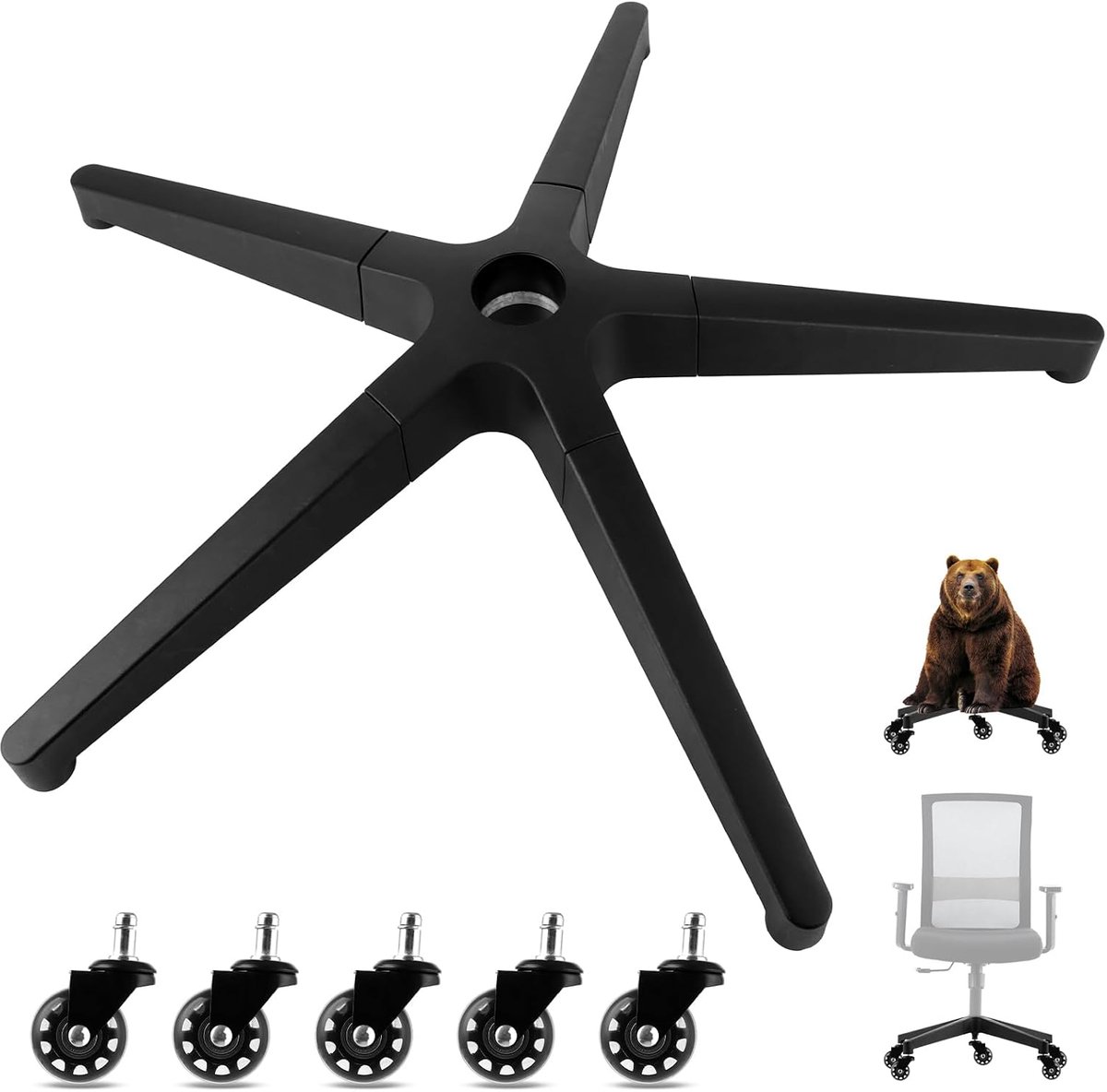 Bureaustoel 70 cm - Stalen kruisvoet - 200 kg draagvermogen - Duurzaam en stabiel - SnelShoppen