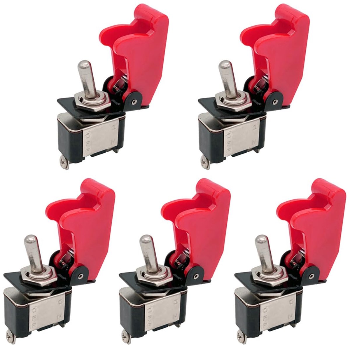 Rocker Switch ON/OFF - 12mm Rood Deksel - 2Pin 12V 250V - Ideaal voor Auto en Boot - SnelShoppen