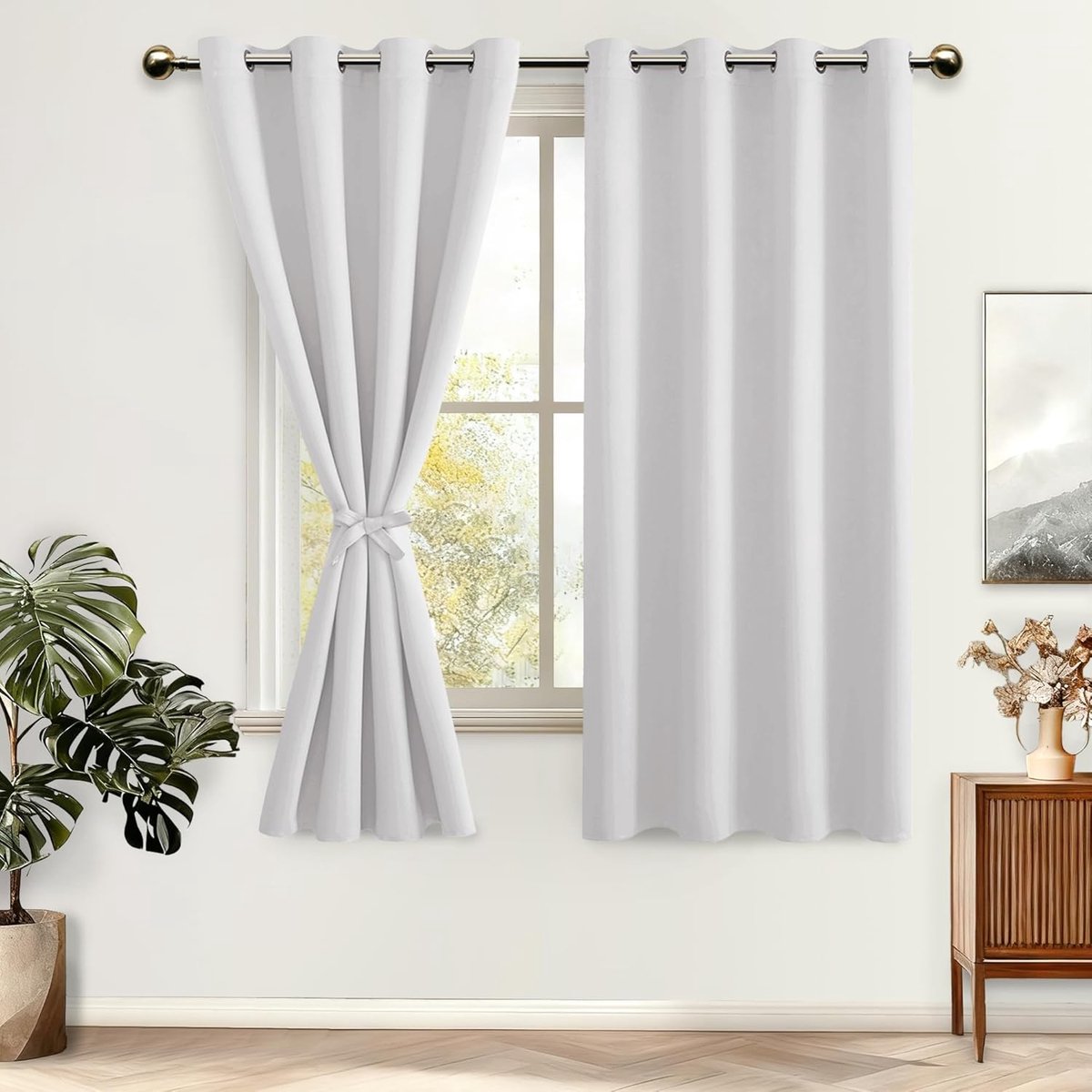 Verduisteringsgordijnen 160 x 140 cm - Grijs-Wit - Thermogordijnen - Koudebescherming voor slaapkamer - SnelShoppen