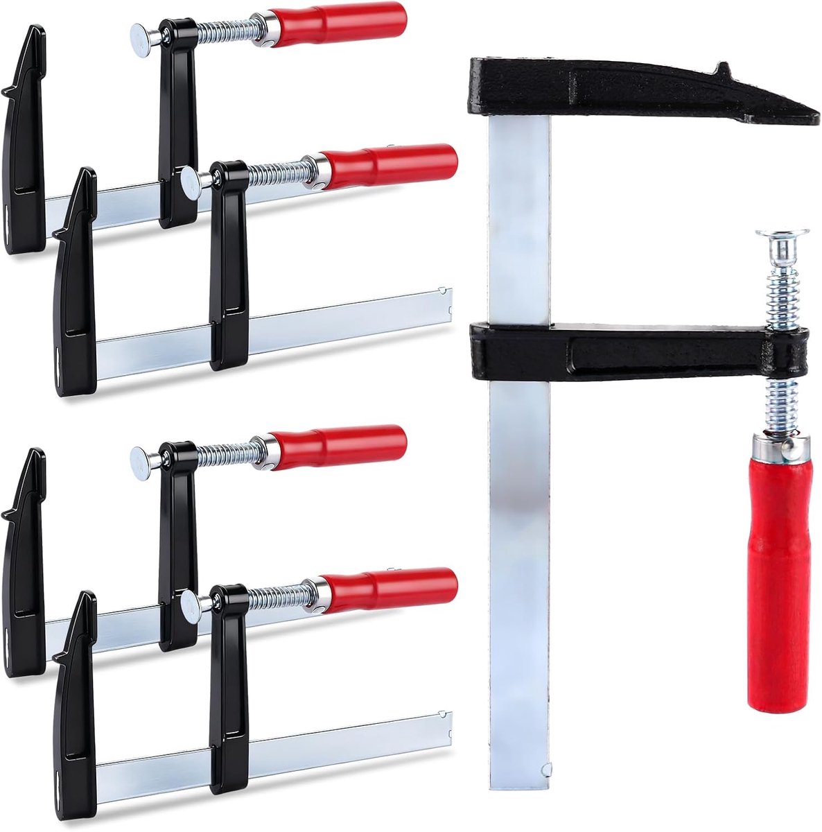 Klemmen set 5 stuks - stevige F-klemmen - 80 mm spanwijdte - ideale fixatie voor precisiewerk - SnelShoppen