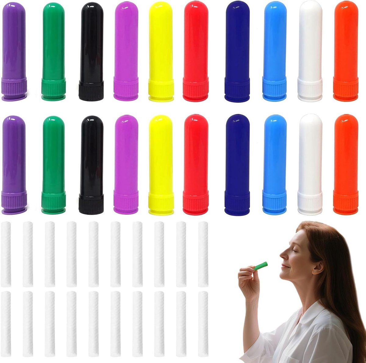 Inhalatorsticks 20 stuks - herbruikbaar - 10 kleuren - voor aromatherapie - SnelShoppen