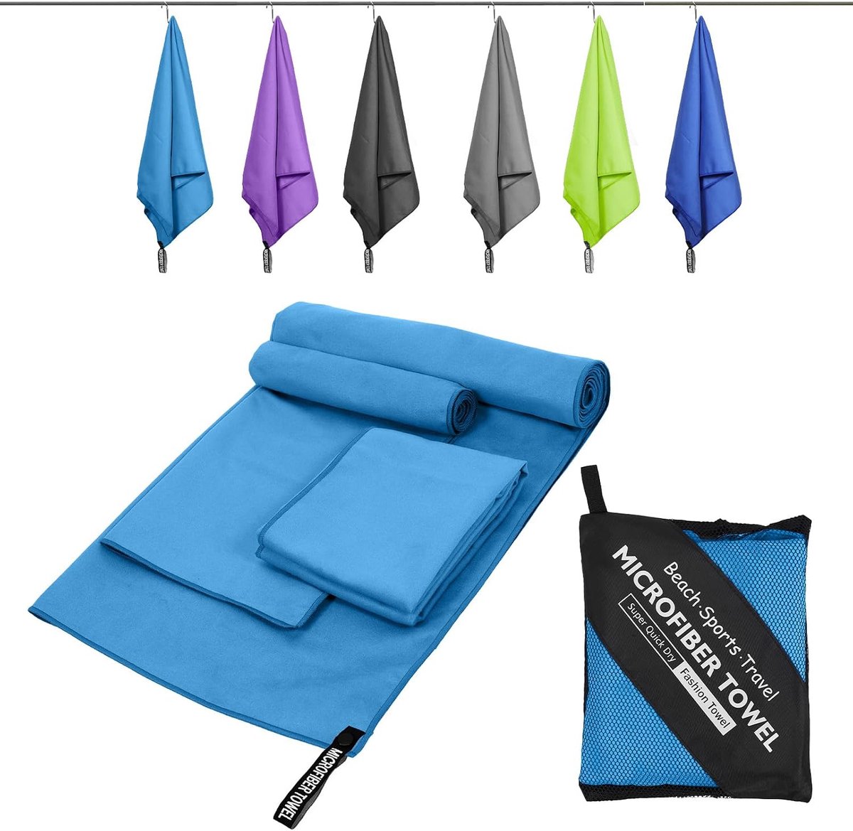 Microfibre handdoeken set van 3 - lichtgewicht en snel drogend - ideaal voor gym en camping - SnelShoppen