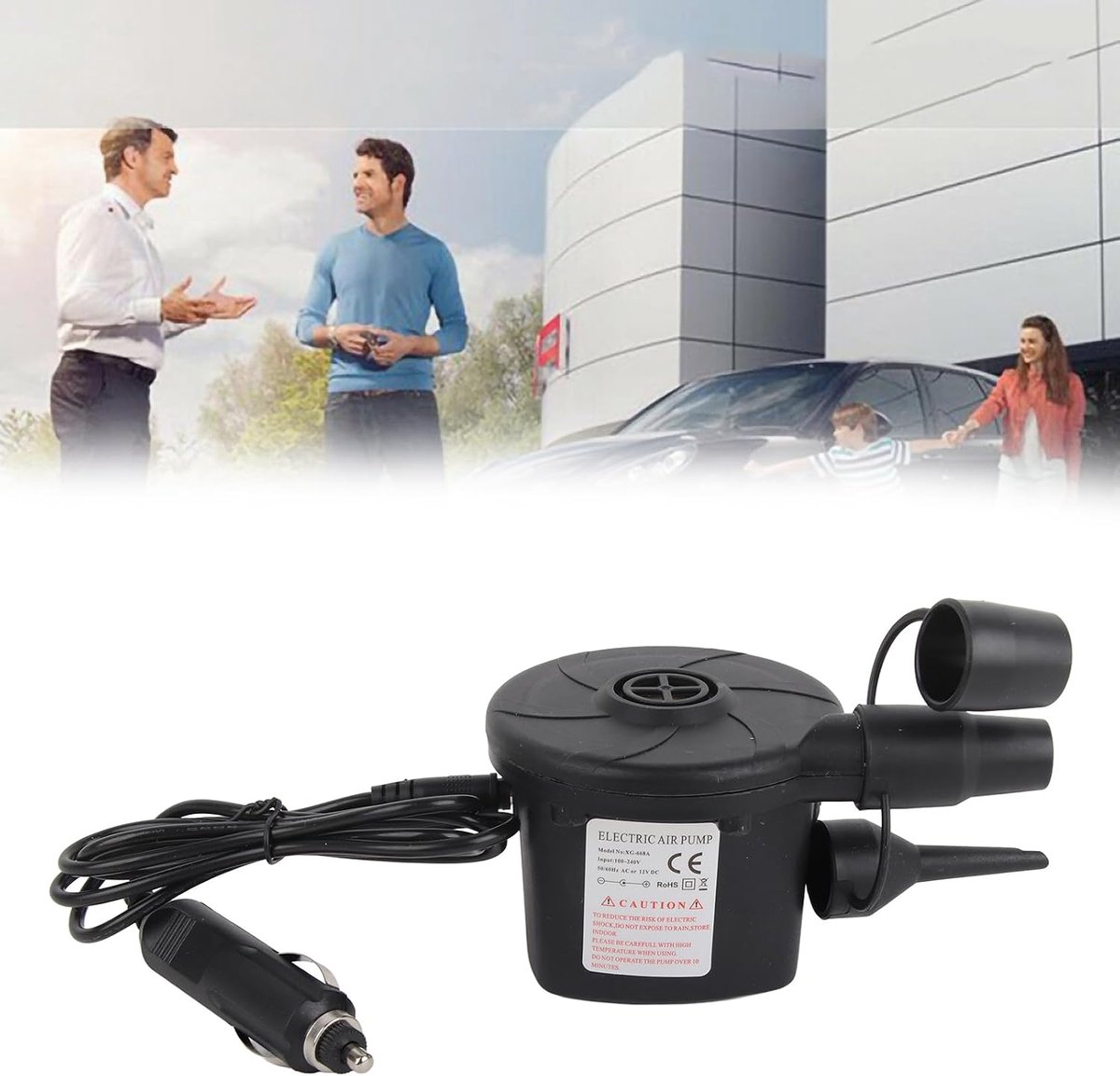 Opblaasbare Pomp - Luchtbed Pomp - Snel Lucht Pompen - Hoge Snelheid 380L/Min - DC 12V - Zwart