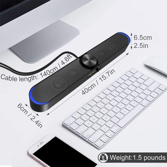 Mini Soundbar - Bluetooth speaker - Muziek en films - 360 graden surround - 40cm lengte - Zwart van MINI — afbeelding 2