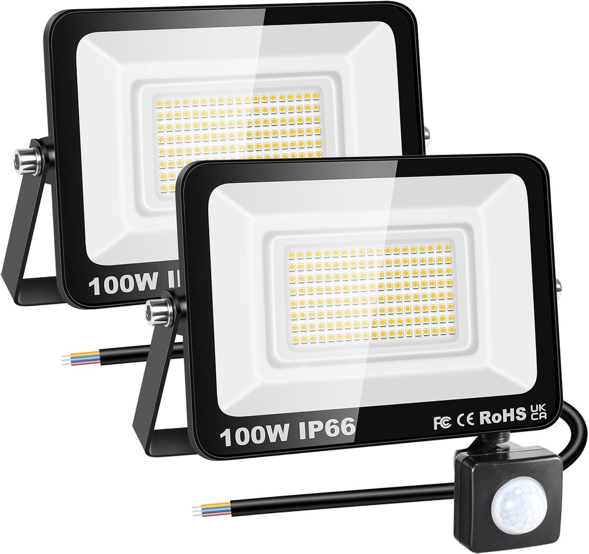 PIR Bewegingssensor Buitenlamp - 100W LED - 10000lm Warm Wit - Veiligheid voor Tuin en Oprit - SnelShoppen