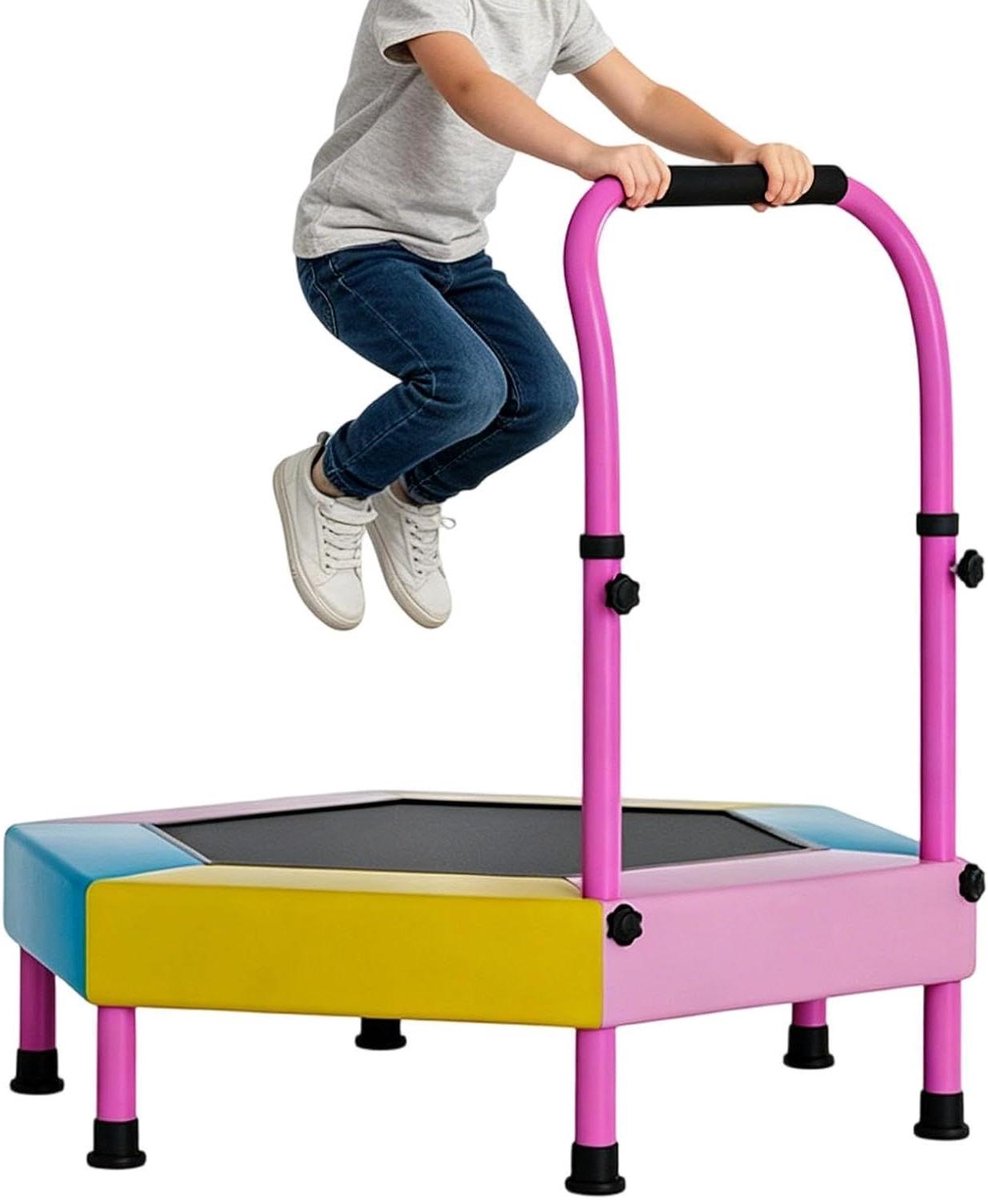 Opvouwbare Trampoline - Fitness Trampoline - Binnen Trainen - Verstelbare Handgreep - 93 cm Diameter - Roze