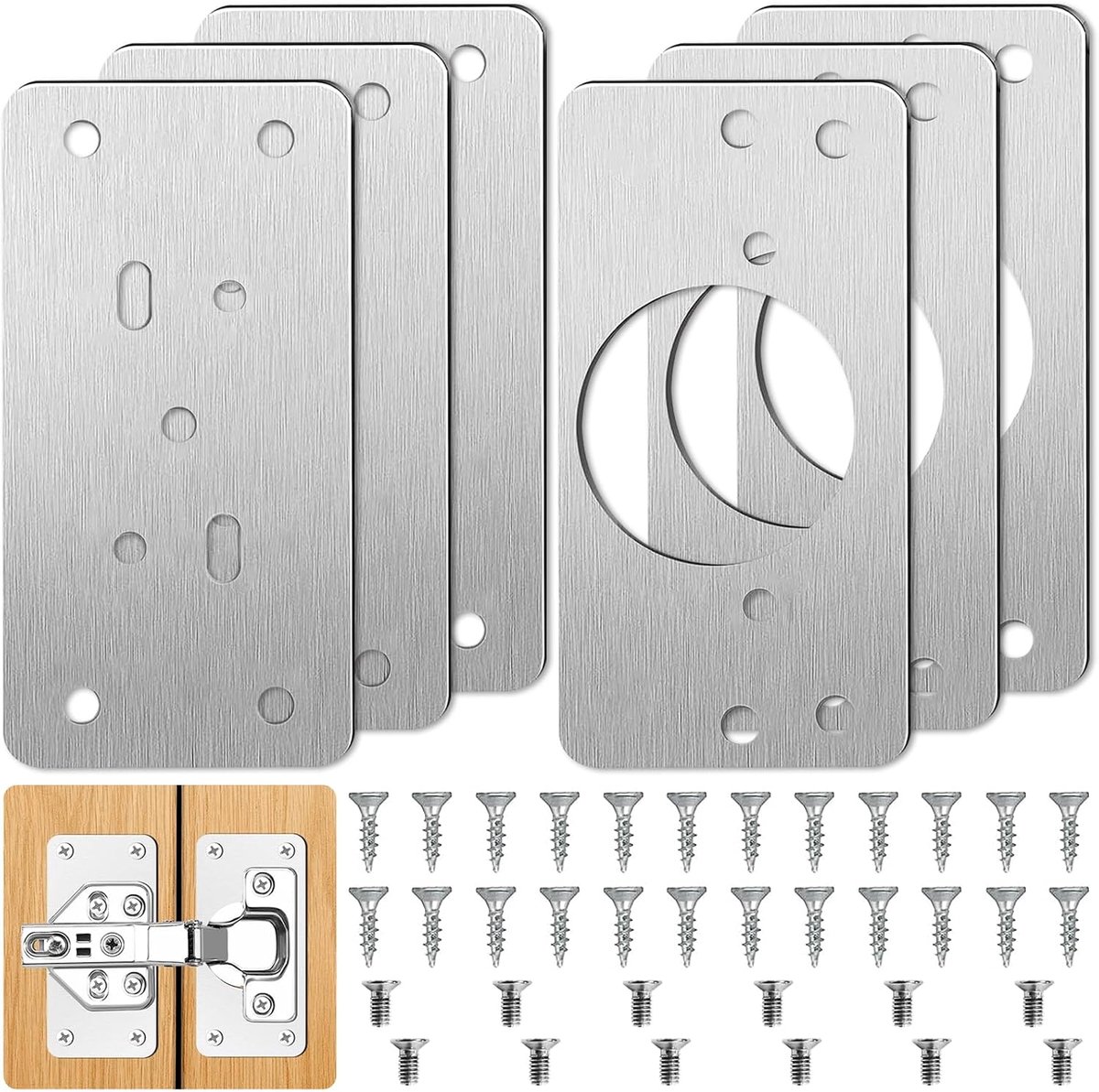 Hinge Repair Platen 6pcs - Roestvrij staal - 90x47mm - Voor het herstellen van meubels - SnelShoppen