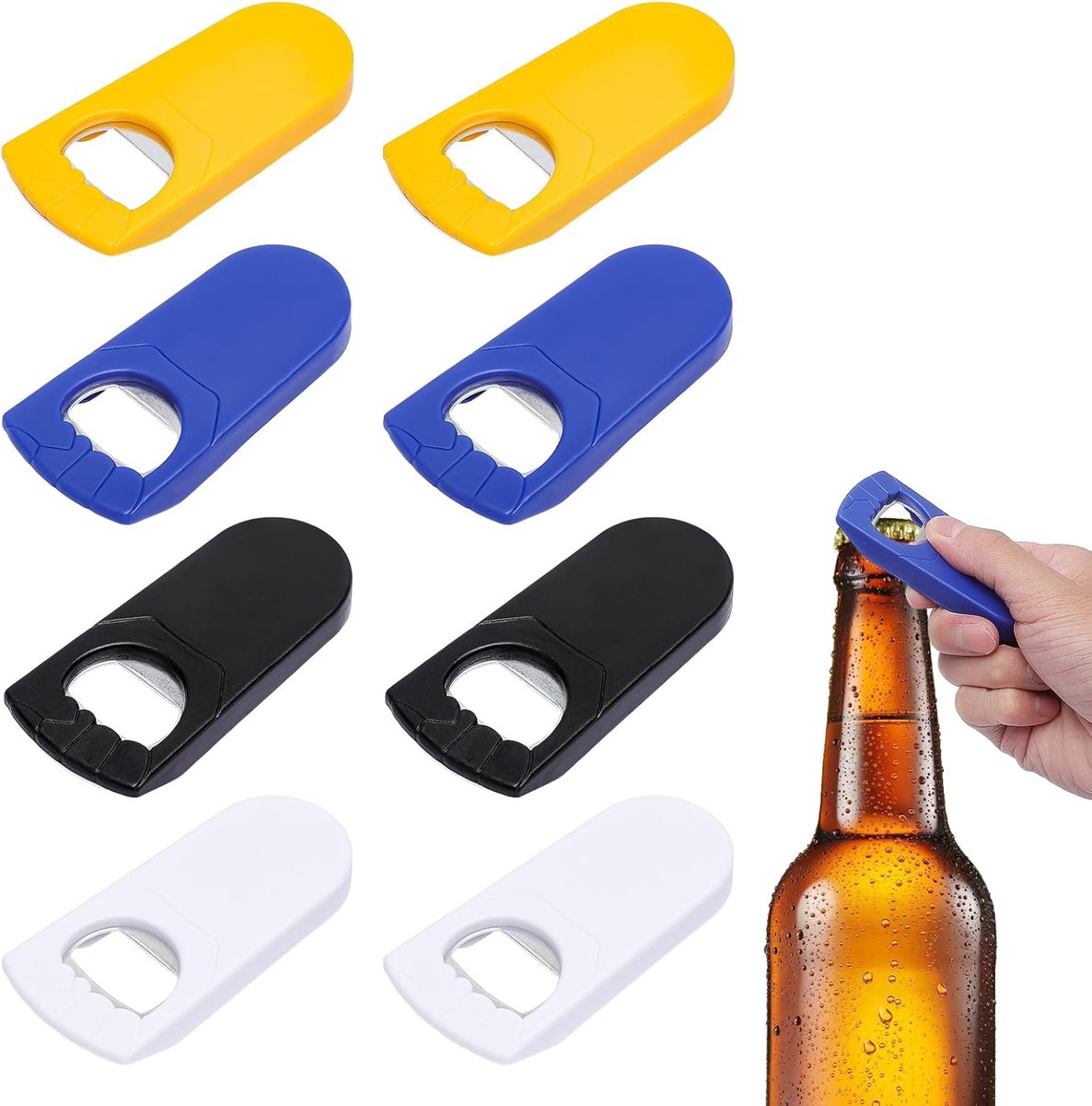 Flessenopener set van 8 - roestvrij staal - in 4 kleuren - ideaal voor feest - SnelShoppen