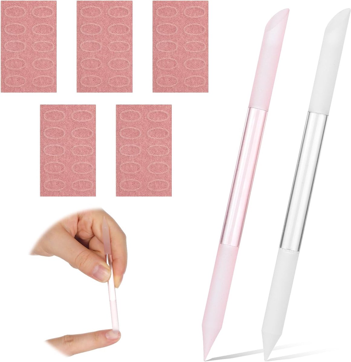 Glazen nagelvijlen set - 2 stuks met polijstpads - dubbelzijdig design - perfecte manicure resultaten - SnelShoppen