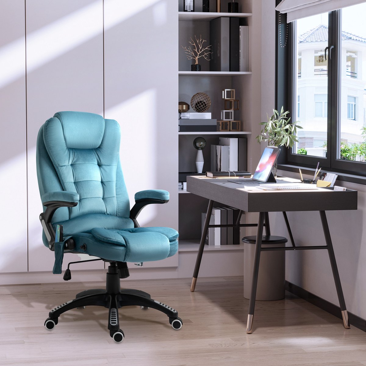 MODFU Bureaustoel - Gamingstoel - Massagefunctie - Verwarmingsfunctie - Blauw