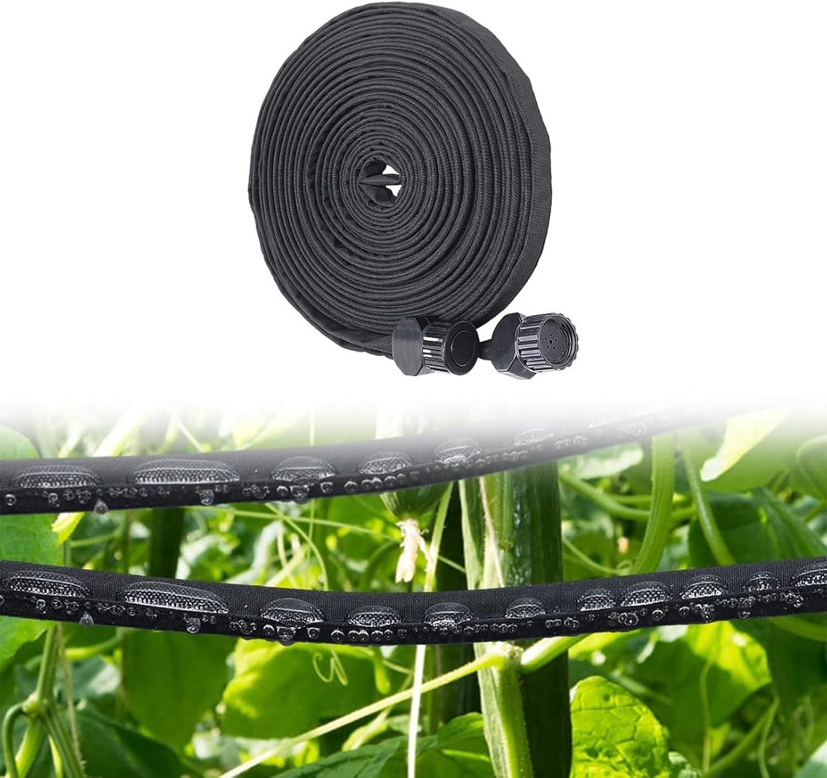 Tuinslang Druppelslang - Uittrekbare Slang - Efficiënt Besproeien - Dubbellaags PVC - 15 meter - Groen – foto 5