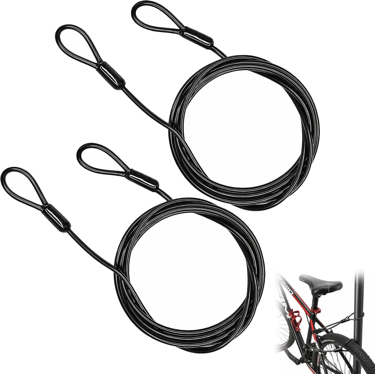Luskabel Staalkabel 2 m x 4 mm - Zwarte PVC Ommanteling - Veiligheidskabel voor Fietsslot en Bagage - SnelShoppen