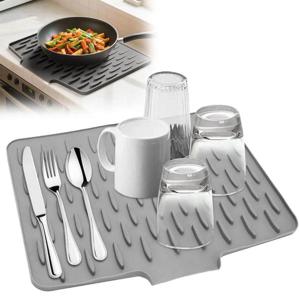 Merkloze Siliconen Afdruipmat Keuken - 40x32.5cm Grijs