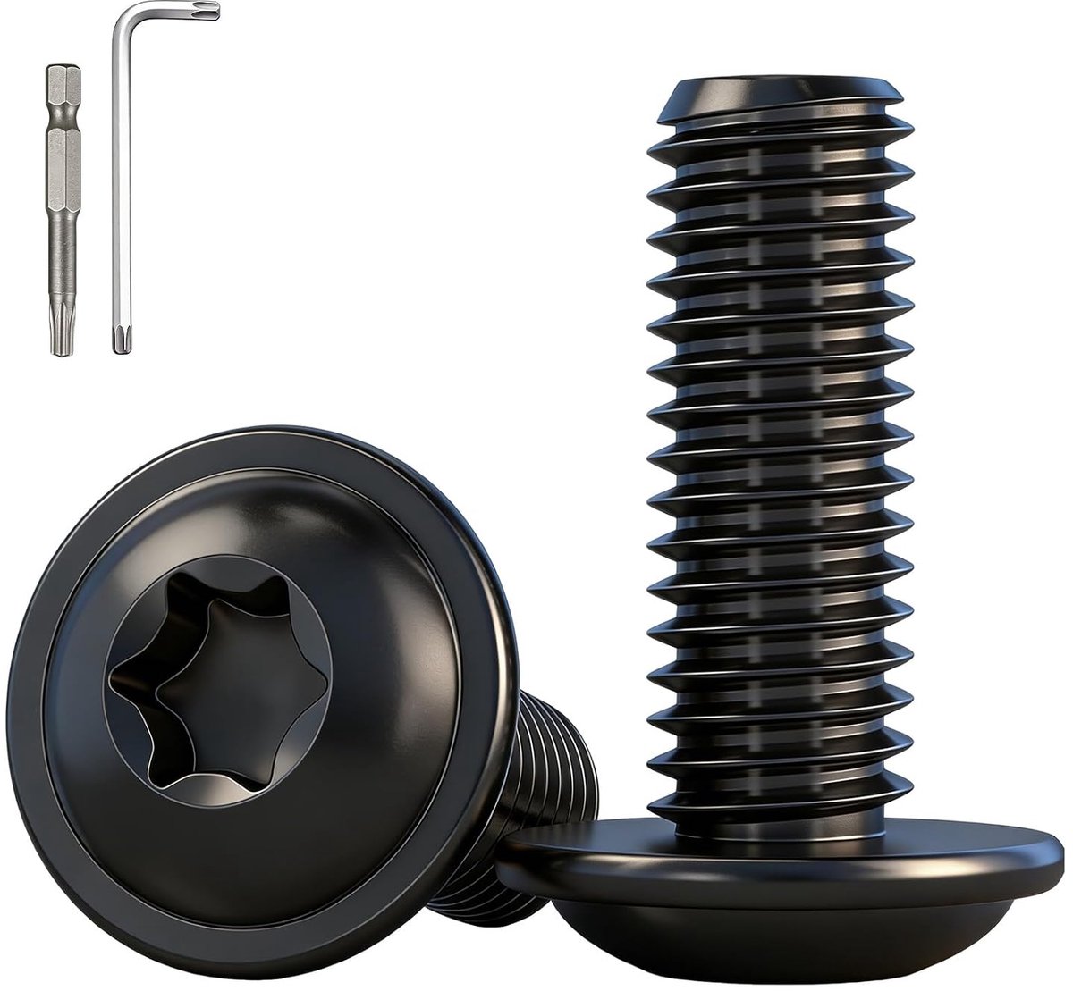 20pcs M4x10mm Lens Head Screws with Flange,Torx Screws Black Flat Head Screws Stainless Steel A2 V2A 304 Screws with - ShopVlot