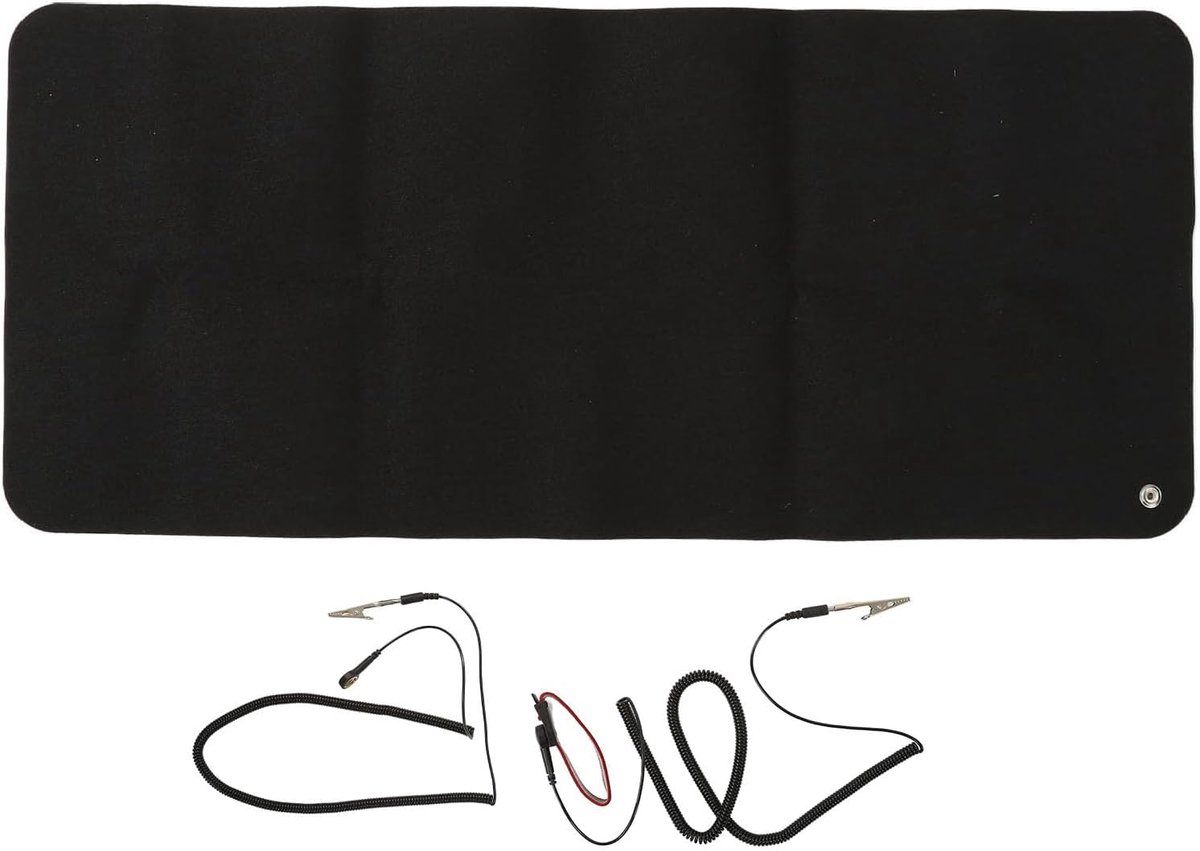 Grounding Mat, Soft PU Ground Mouse Pad, Black Grounding Mat with 5M Cable, Grounding Pad Compatible For Elderly - ShopVlot
