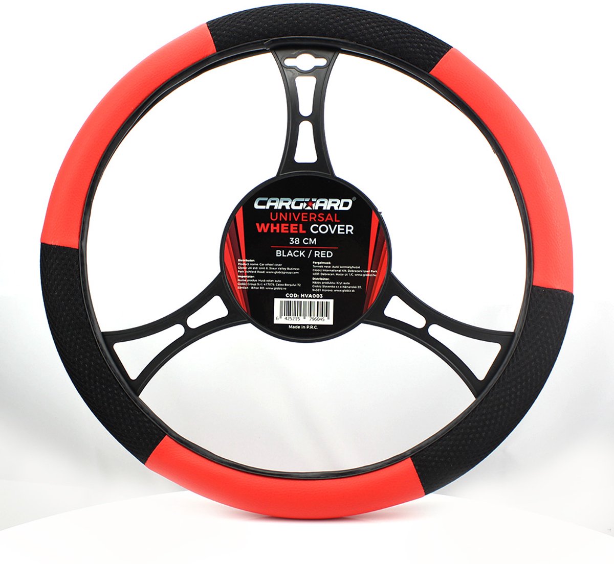 Universele Stuurwielbeschermer 38 cm - Stuurhoes Auto Rood/Zwart, UV-bescherming, Sportief Uiterlijk, Geschikt voor Meeste Auto's [55756RD]