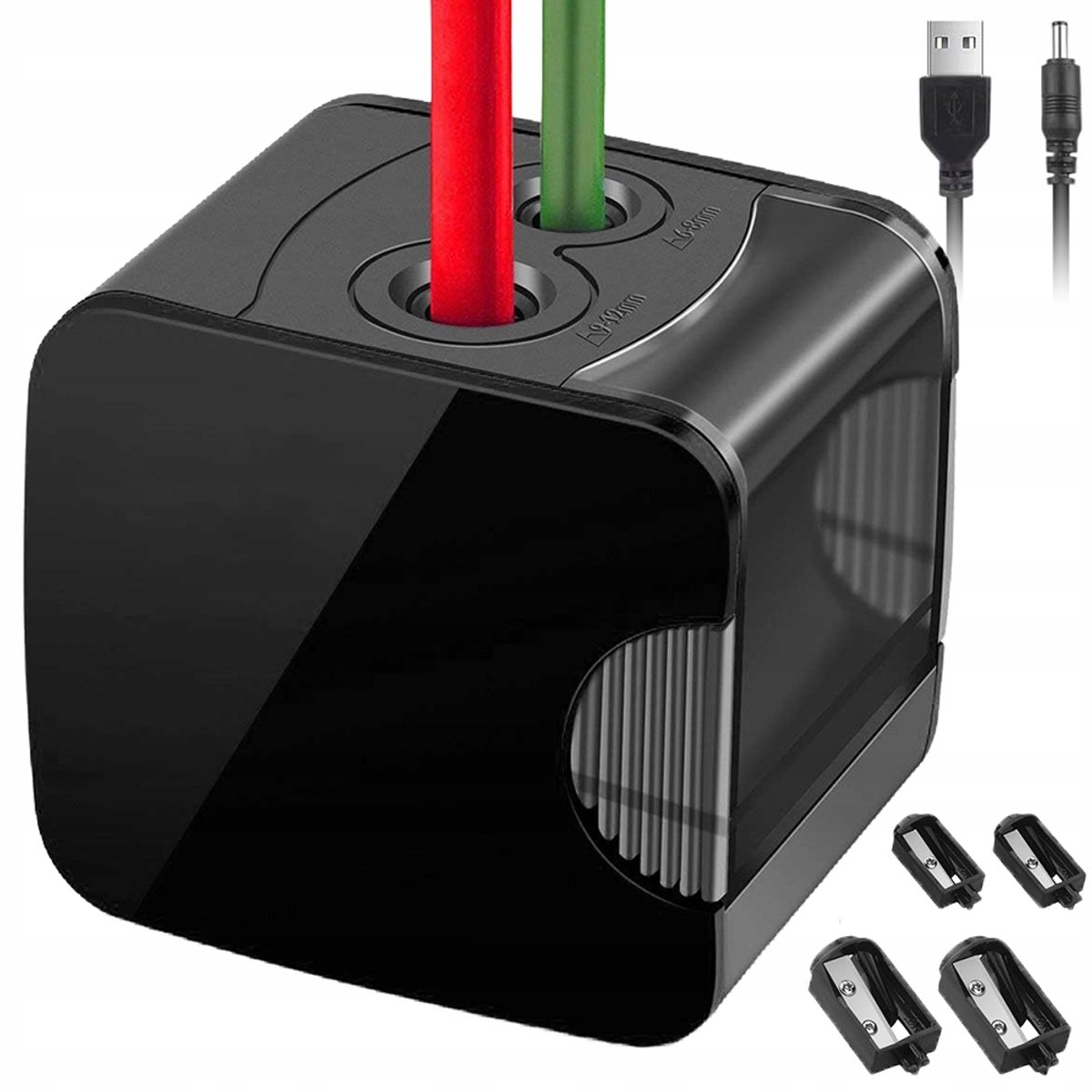 Elektrische Potlood Slijper Dubbel Zwart + 4 Reserve Mesjes