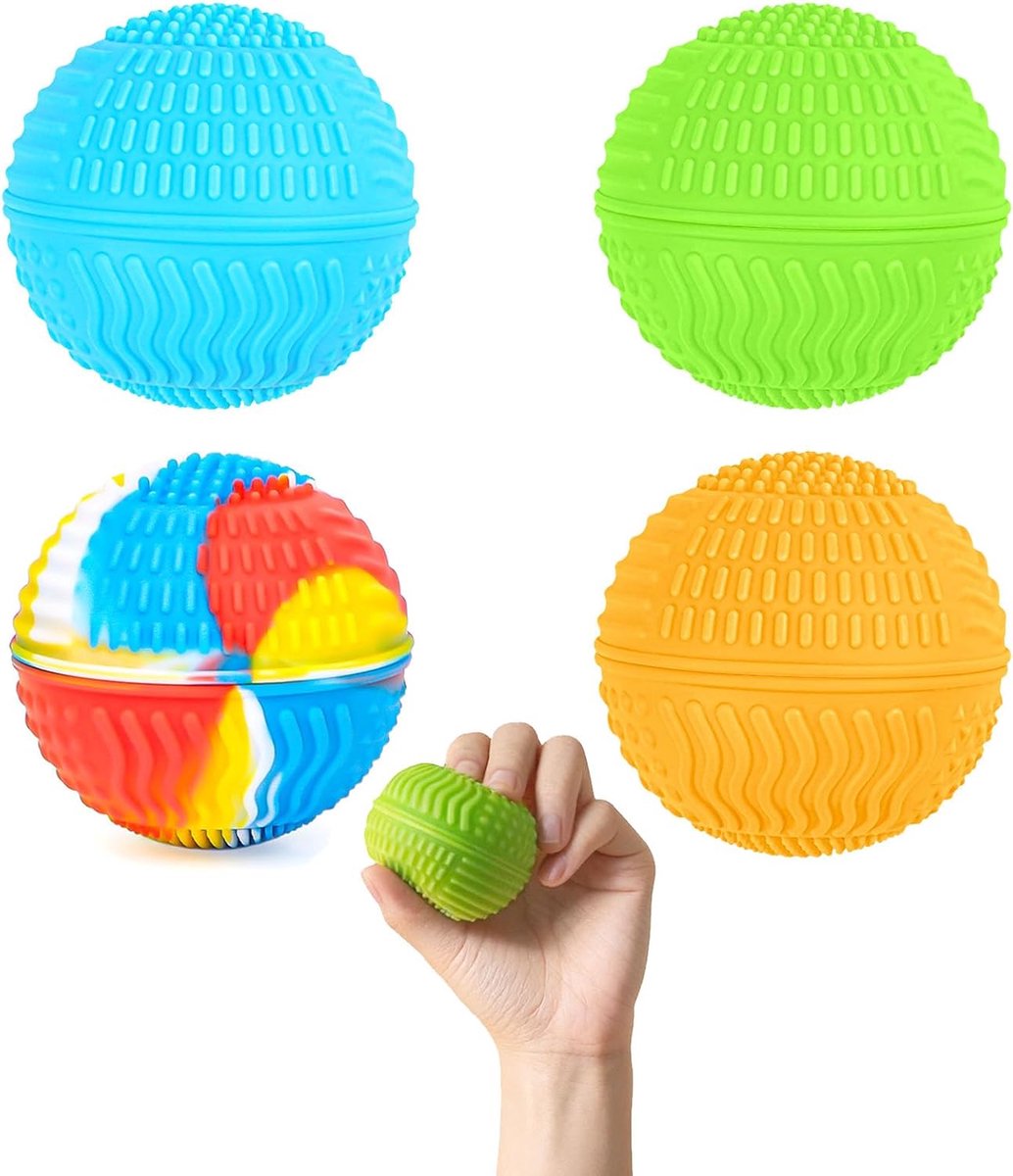 Stressbal 4 Stuks - Siliconen Squeeze Ballen - Voor Kinderen en Volwassenen - Stressverlichting - ShopVlot