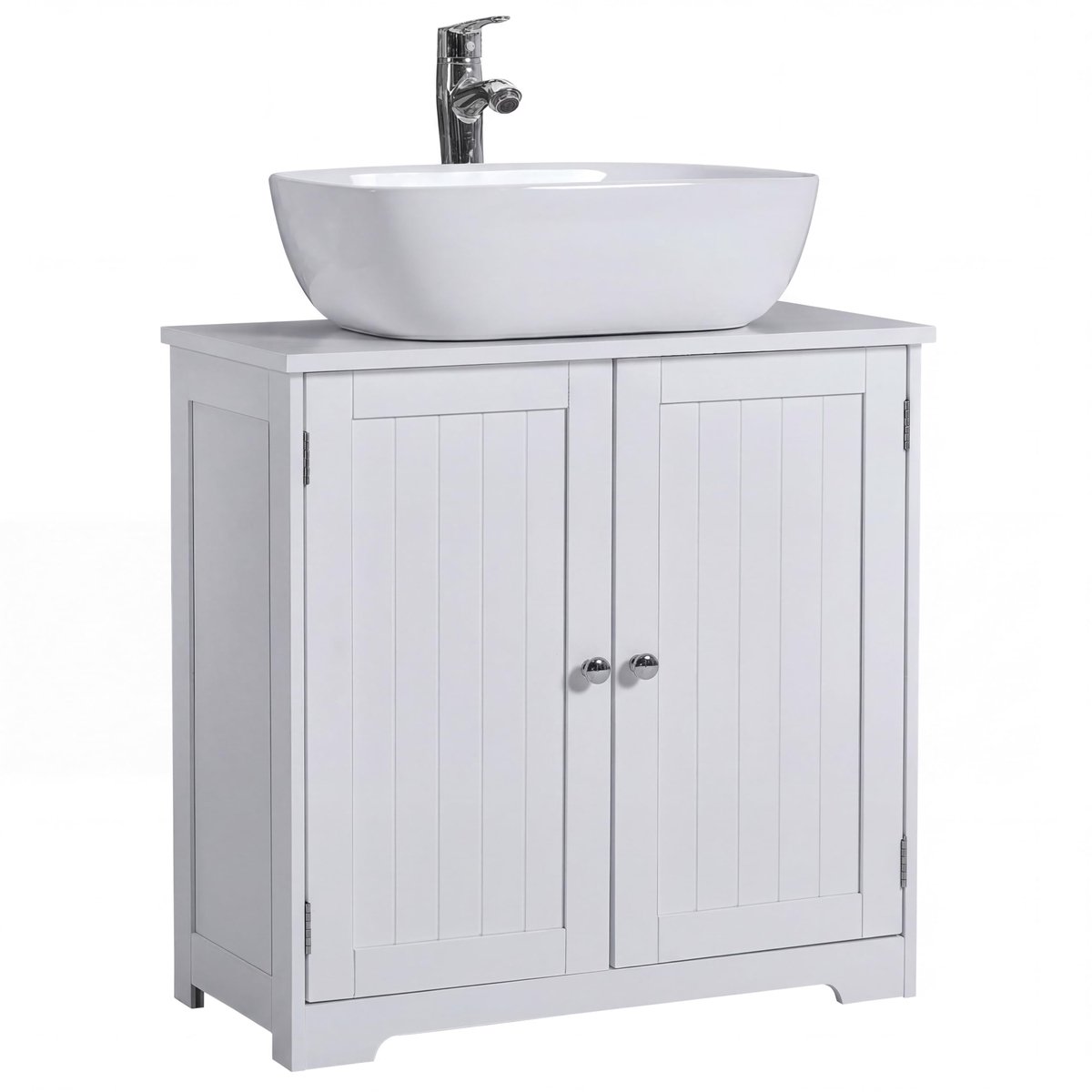Wastafelonderkast 60 x 60 x 30 cm - Wit - Staande kast - Ruimtebesparend - ShopVlot