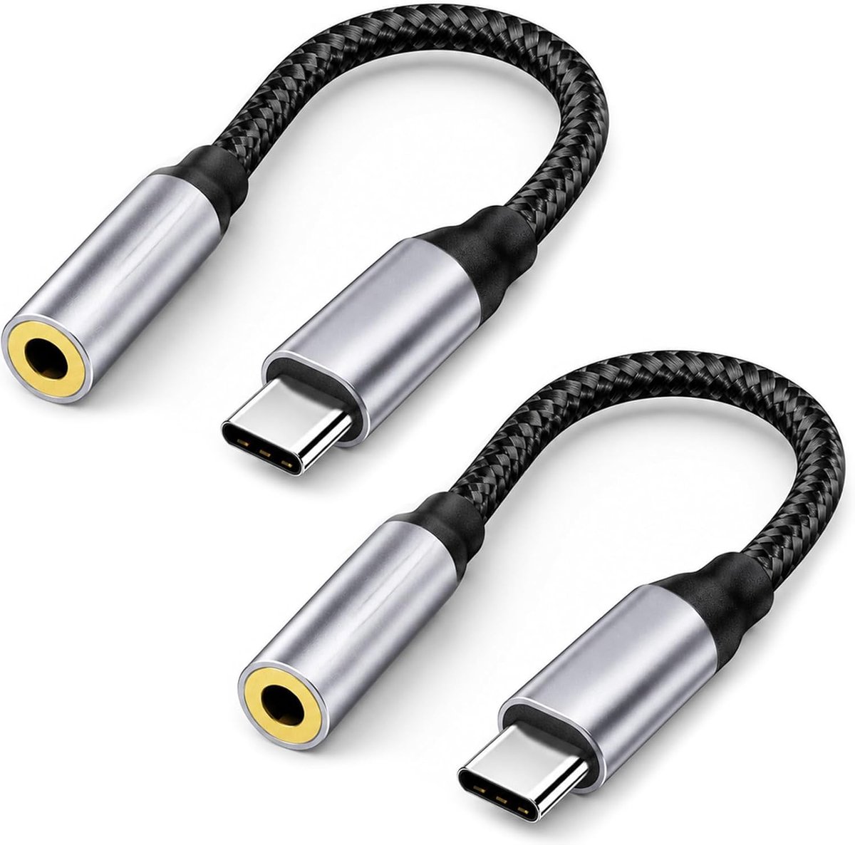 USB C naar jack 3,5 mm converter - 2 stuks - met DAC-chip - helder geluid voor hoofdtelefoon - ShopVlot