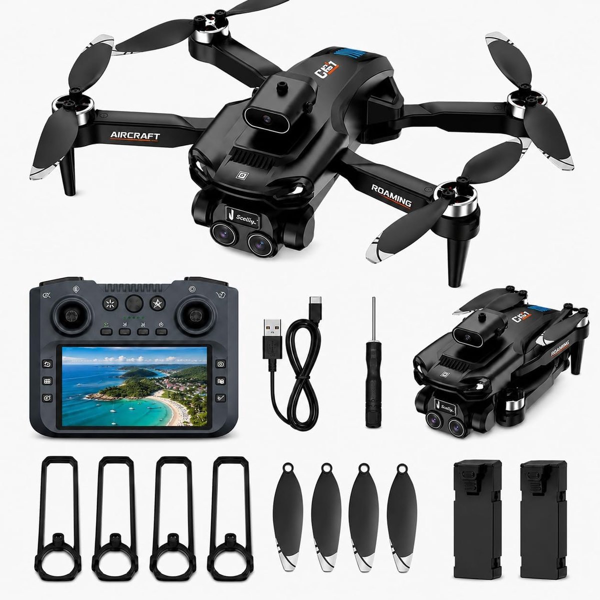 FPV drone 4,3 inch - geïntegreerd display - hindernisvermijding - 20 minuten vliegtijd - ShopVlot