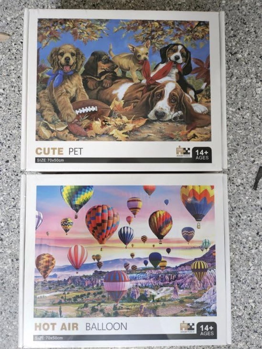 Puzzels 1000 stukjes 70 cm x 50 cm - 2-delige set - Ballon en huisdier - Perfect voor puzzelliefhebbers - ShopVlot
