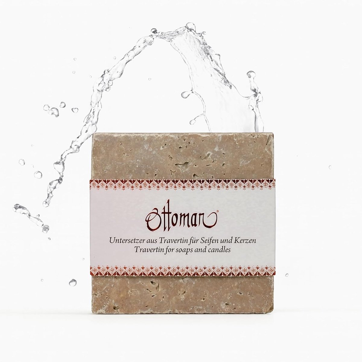 Coasters set van 2 - vierkant 10 x 10 cm - travertin natuursteen - antislip en gemakkelijk in onderhoud - ShopVlot