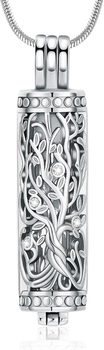 Crematie urn hanger - holle cilinder vial - herinneringsjuweel - voor as van dierbaren - ShopVlot