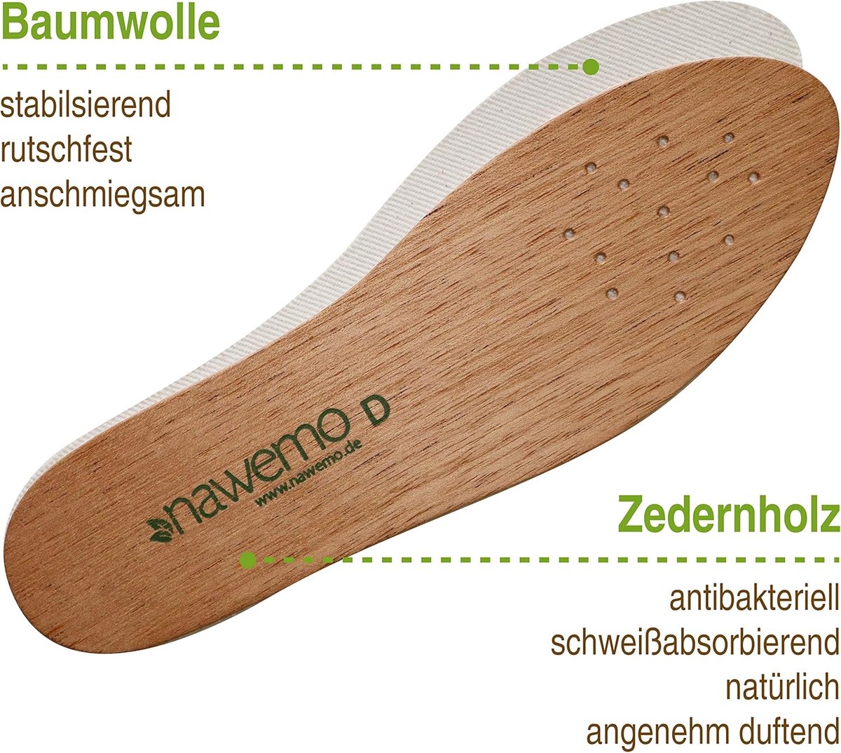 Houten zool voor heren 40 EU - Cederhout - Antibacterieel - Voorkomt zweetvoeten - ShopVlot
