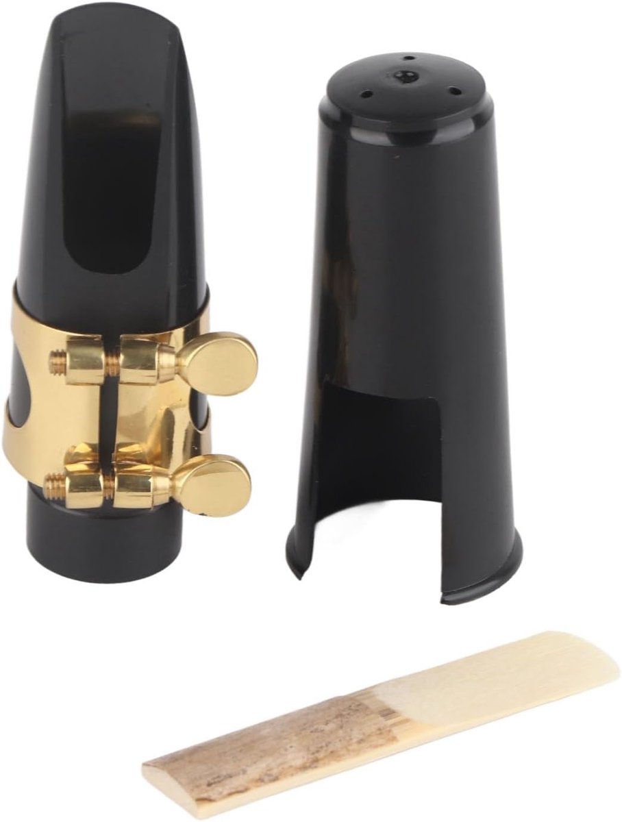 Altsaxofoon mondstuk 95 x 35 mm - zwart kunststof metaal - glanzend geluid - gemakkelijk spelen - ShopVlot