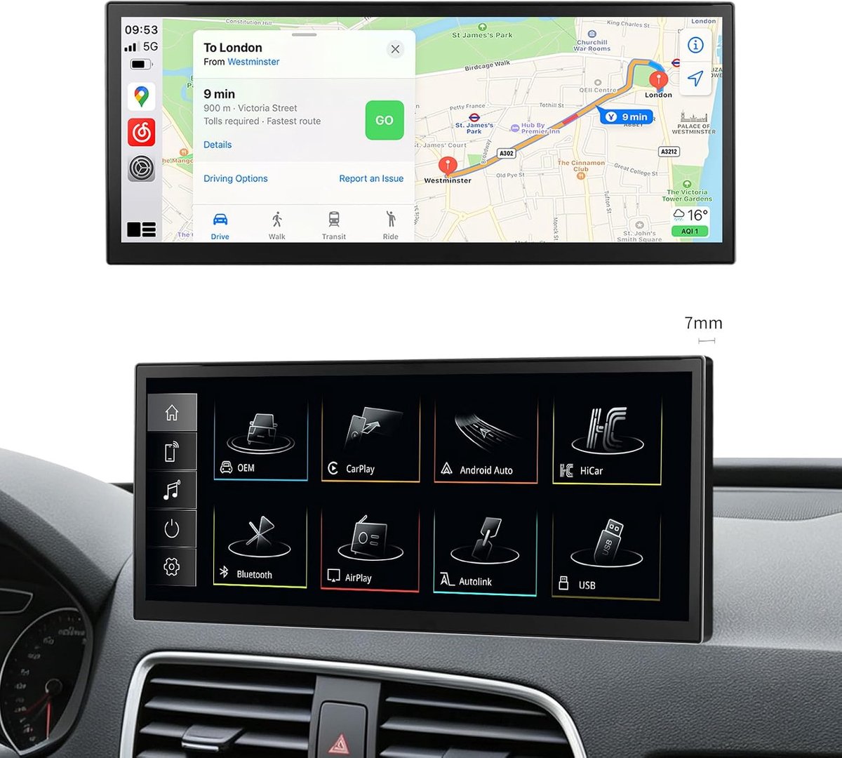 Draadloos Carplay autoscherm 12,3 inch - MIB-compatibel - Perfecte integratie voor Audi Q3 3GMMI - ShopVlot