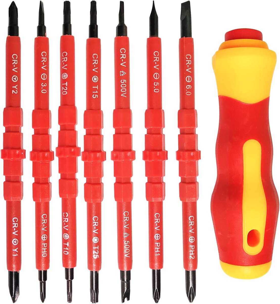 Schroevendraaier set 14 in 1 - geïsoleerd - magnetische bits - ideaal voor elektriciens - ShopVlot