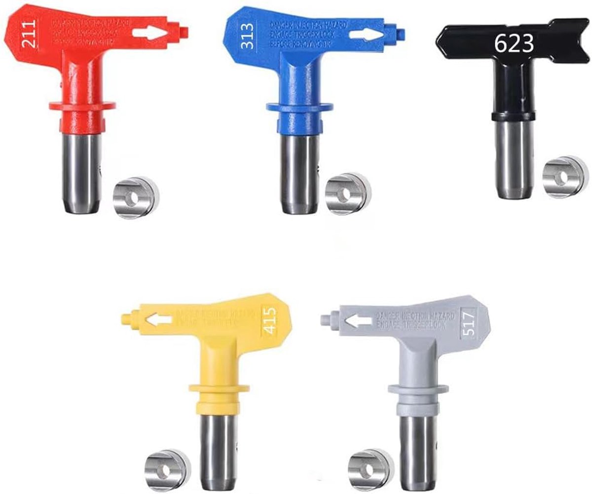 Airless spuitkoppen set van 5 - roestvrij staal - eenvoudig te installeren - voor hoge druk verfspuiten - ShopVlot