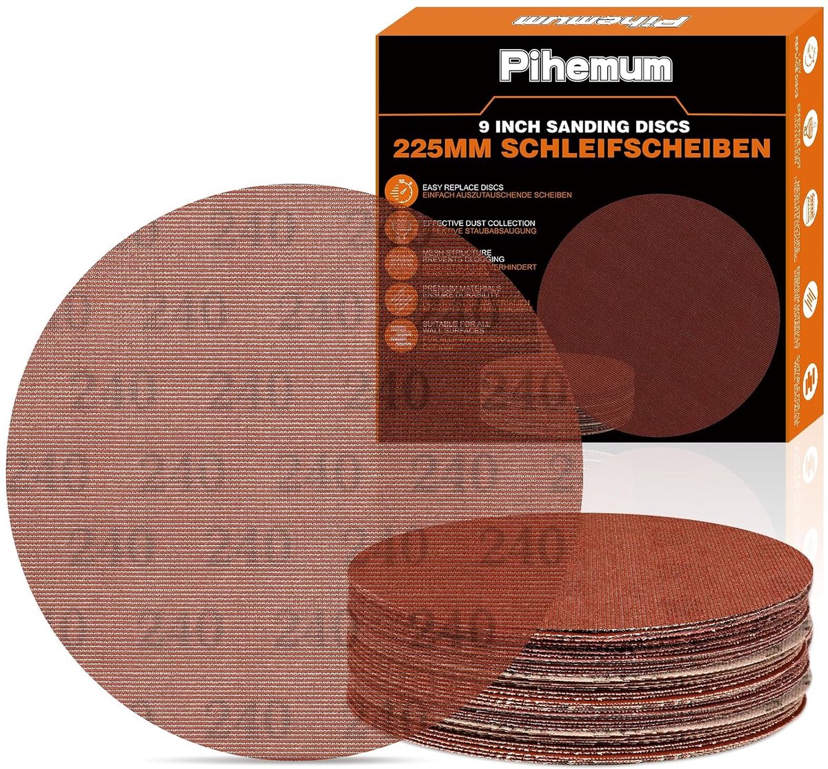 Schuurschijven 225 mm - korrel 240 - gaasconstructie - uitstekende stofafvoer - ShopVlot
