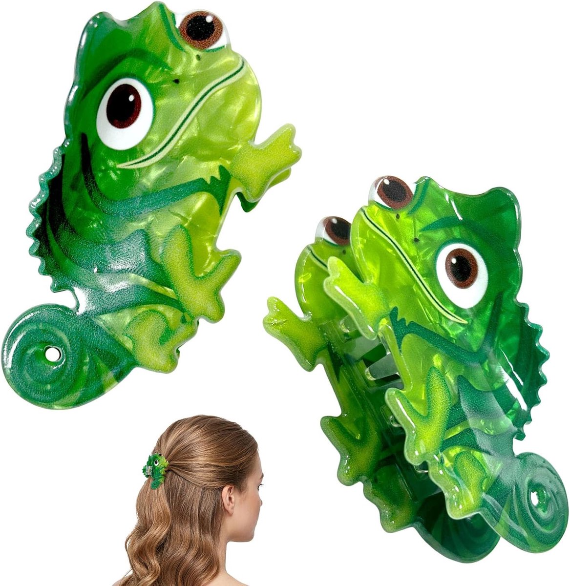 Haarclip Chameleon - 2 Groene Hagedishaarclips - Elegante Grip - Perfect voor Dames - ShopVlot