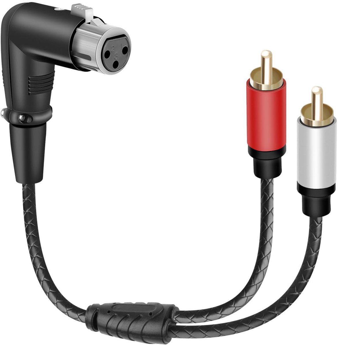 Y-splitter XLR female 90° - dual RCA - 30cm - ideaal voor audioverbindingen - ShopVlot
