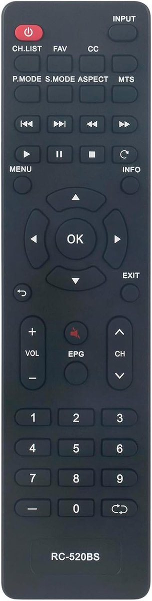 Afstandsbediening RC-520BS - Vervangend voor Daewoo 4K OLED TV - Eenvoudig in gebruik - Geen installatie nodig - ShopVlot