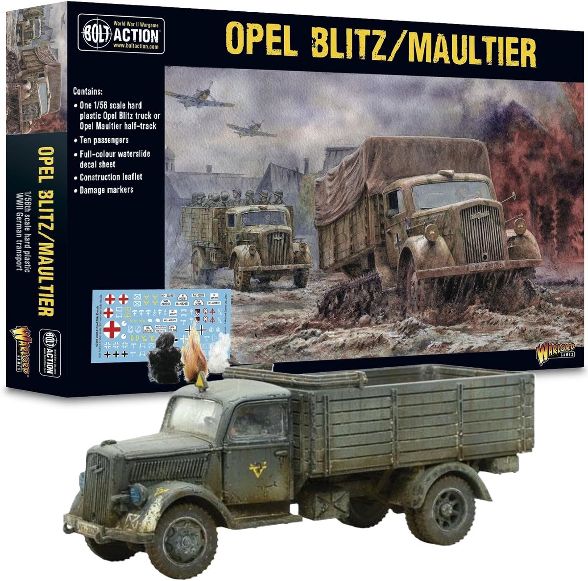 Plastic modelkit Opel Blitz/Maultier 1:56 - WWII militaire vrachtwagen - ongeschilderd en ongeassembleerd - ShopVlot