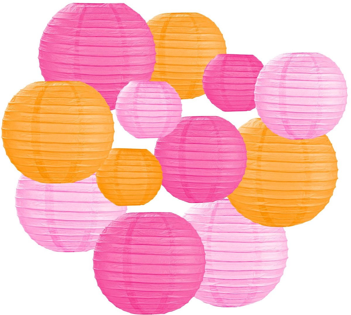 Papieren lantaarns 12 stuks - ronde lampenkappen - kleurrijk - sfeervolle verlichting voor feesten - ShopVlot