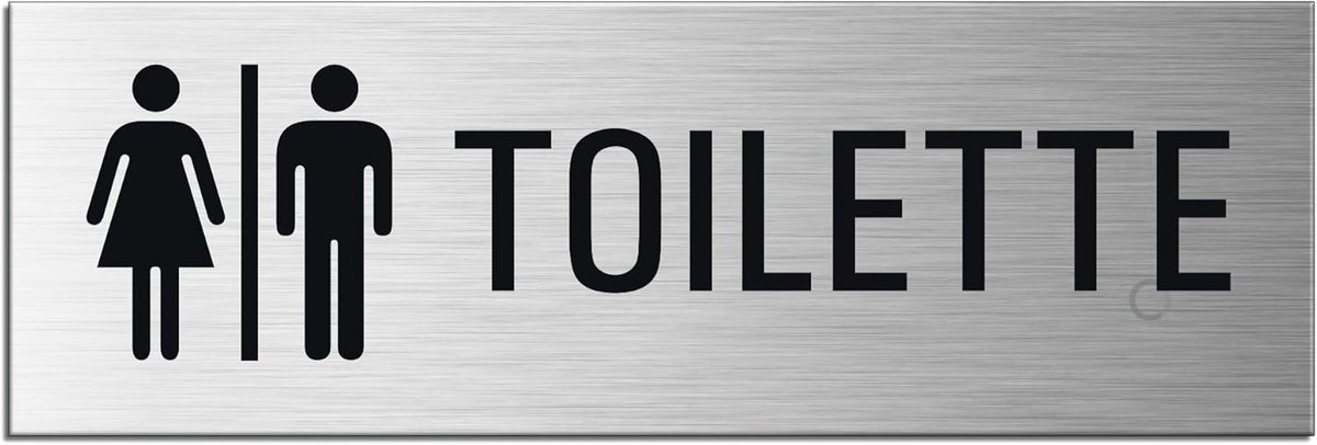 Toiletplaat 240 x 80 mm - brushed aluminium - roestvrijstalen look - modern design - ShopVlot