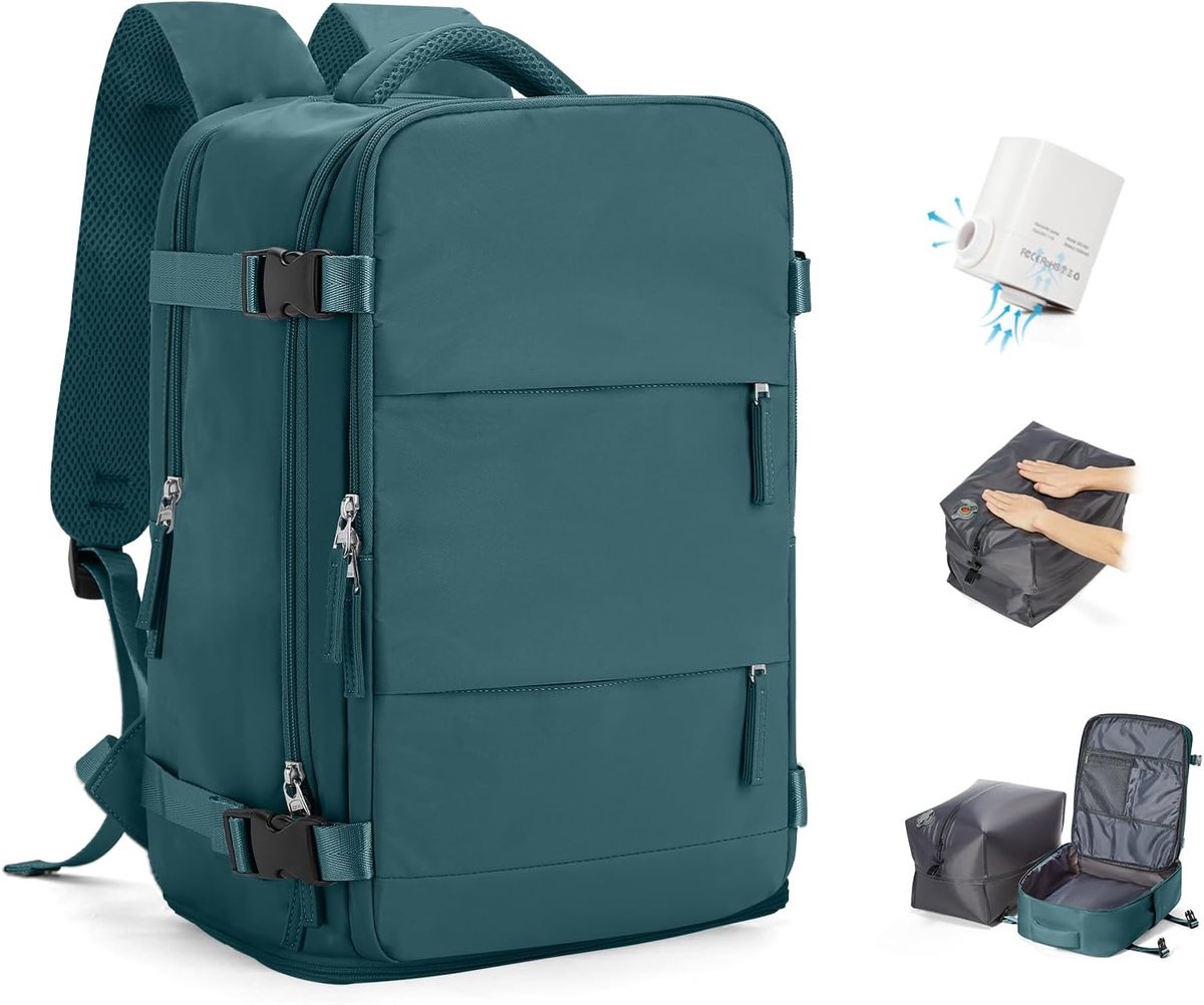 Reisrugzak 40 x 30 x 20 cm - Pauwblauw - Voor handbagage - Ideaal voor Ryanair - SnelShoppen