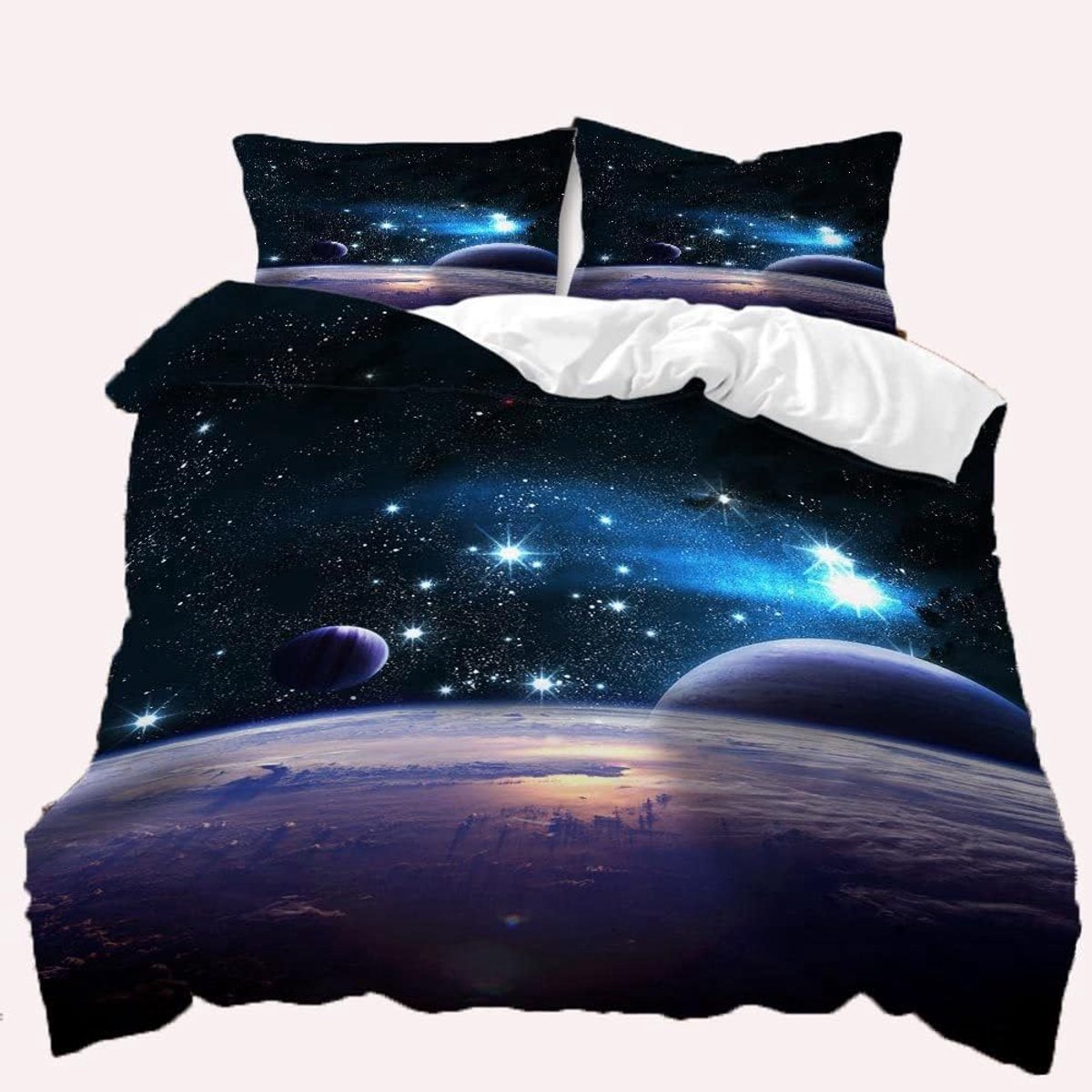 Dekbedovertrek Galaxy 135x200 - 3D Ruimte Themapatroon - Stijlvol en aantrekkelijk - SnelShoppen